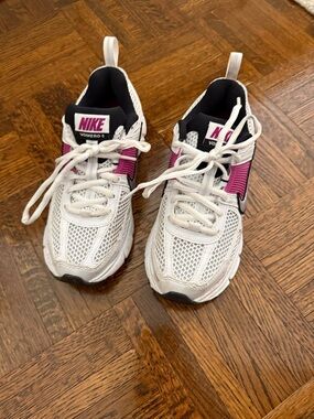 Nike Kids White Sneakers with Pink Accents